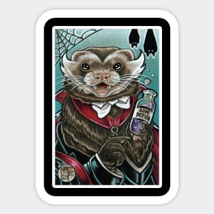 Grandpa Munster Ferret - White Outlined Version Sticker